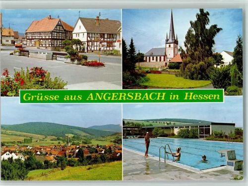 Angersbach Freibad Kirche Fachwerkhäuser