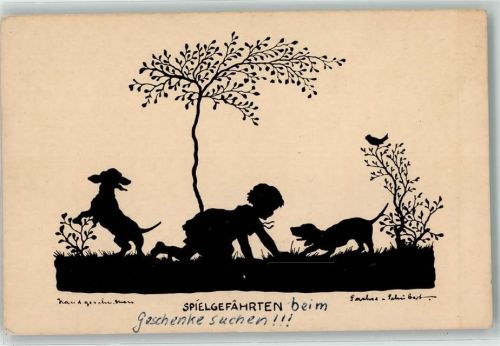 Dackel Kind Spielgefährten AK Sachse-Schubert, M.