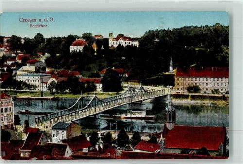 Crossen a.d. Oder Berglehne Brücke Binnenschiff
