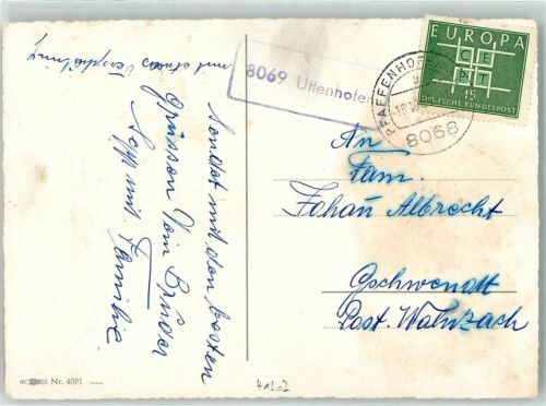 Pfaffenhofen Landpoststempel Uttenhofen Glückwunsch Namenstag Blumen