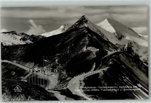 Grossglockner 1939 Hochalpenstraße Fuscherkarkopf Sonnenwelleck Fahne Hüttenstempel