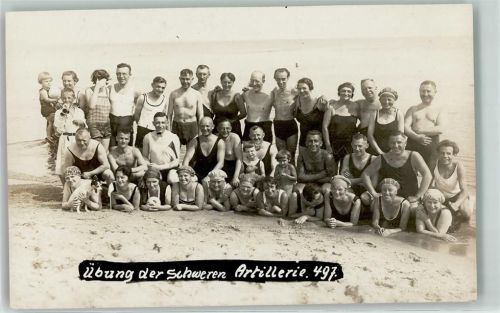 Übung der schweren Artillerie 497 Bademode Privatfoto AK
