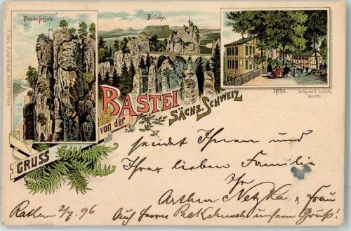 Bastei 1896 Basteifelsen und Brücke Hotel