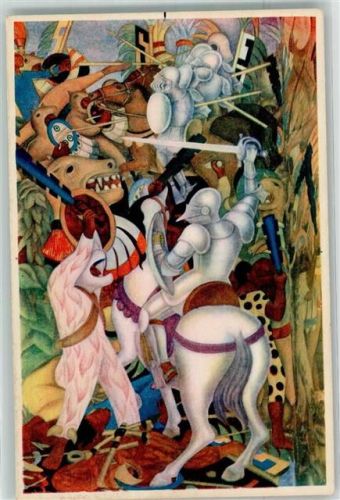 Mexiko City Scene from the Conquest Palacio de Cortes-Cuernavaca sign. Diego Rivera
