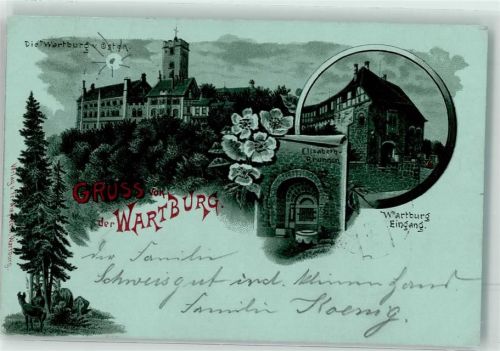 Wartburg 1898 Elisabethbrunnen Eingang zur Burg