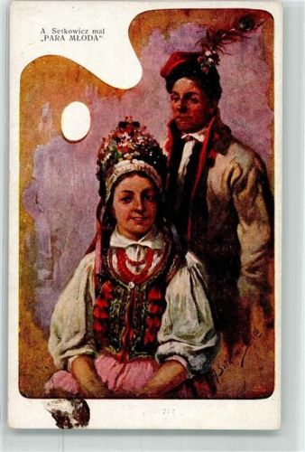 das junge Paar Tracht sign. A. Setkowiez