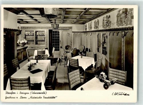 79219 W7813 Staufen , Breisgau - Gasthaus zum Löwen Historische Fauststätte Wandmalerei