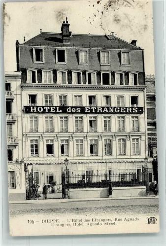 76200 Dieppe 1922 Gebrauchsspuren Hotel des Etrangers Rue Aguado