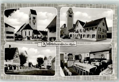 87787 W8941 Wolfertschwenden - Gasthaus-Metzgerei zum Adler Gastraum Kirche St. Vitus