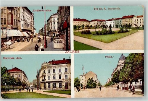 Zagreb 1917 Jurisiceva ulcia Trg Dr. A. Starcevica Prilaz Straßenbahn