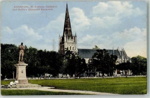 Singapore St. Andreas Cathedrale aund Raffle`s Monument Esplanade