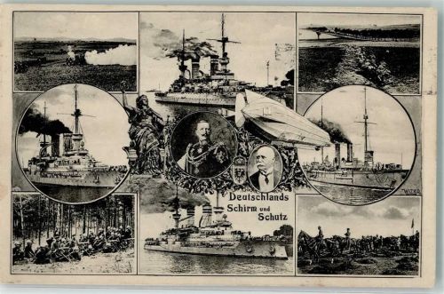 1914 Deutsches Heer Marine Zeppelin Kaiser Wilhelm II Deutschlands Schirm und Schutz