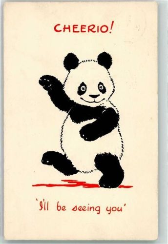 Pandabär hebt die Tatze zum Gruss Cheerio I'll be seeing you