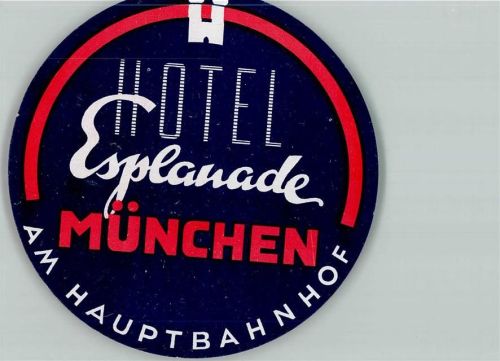 München 1920 - 1930 Kofferaufkleber Hotel Esplanade 109 mm