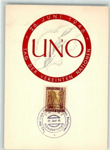 UNO Tag der Vereinten Nationen 1946 Politik Sonderstempel 1946 Gebrauchsspuren