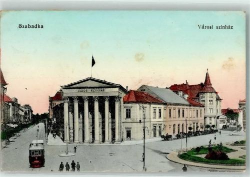 Subotica Szabadka 1915 Gebrauchsspuren Straßenbahn Foto-AK