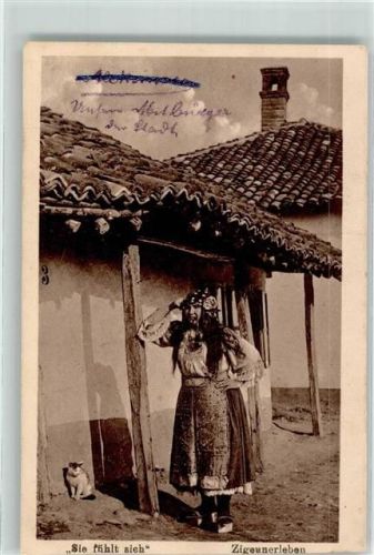 1917 Zigeunerleben Frau mit Pfeife