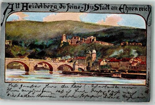 W6900 Heidelberg , Neckar Künstlerkarte Nr. 131 Verlag AG Emmendigen Biese, K. 1902 Künstlerkarte