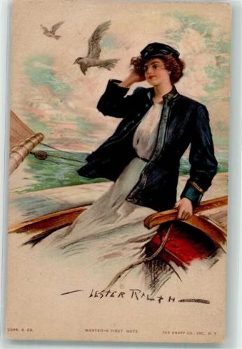 Frau beim Segeln Segelboot 1914