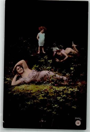 Verlag NPG Uranotypie Serie 344/7 Frau mit Kinder + Amor NPG 1904