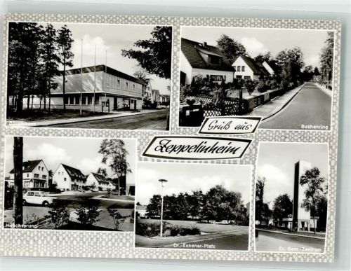 63263 W6078 Zeppelinheim Foto AK Buchenring Bürgerhaus Hirschsprung Dr. Eckenerplatz