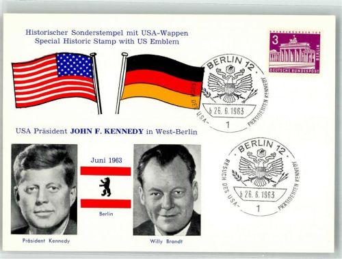 Politik Staatsbesuch von Kennedy 26.6.1963 Berlin Politiker Willi Brandt