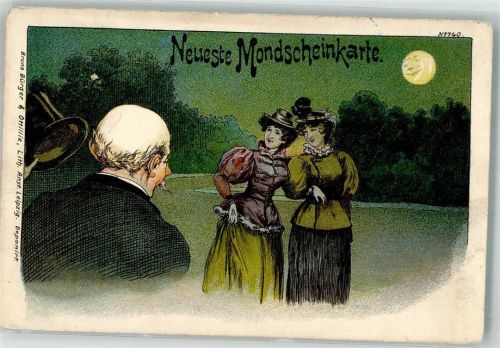 1901 Nr. 1740 Mondscheinkarte Humor Mann mit Glatze