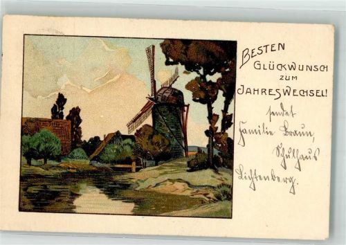 Windmühle Neujahr Hoffmann´s Stärke 1907 Künstlerkarte