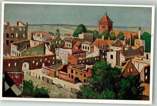 Goldap Künstlerkarte sign. Kraska, a. Kirche Wohlfahrts-Karte
