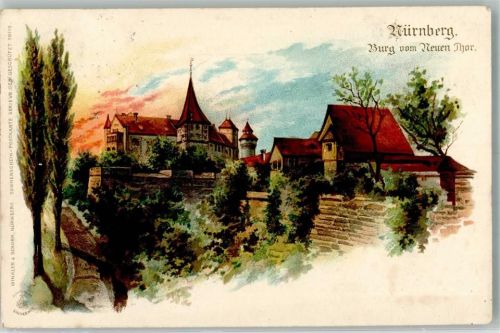 Nürnberg Sonnenschein Serie VII Burg vom Neuen Tor Rückseite: Vertreter Ankündigung Vollrath Likörfabrik