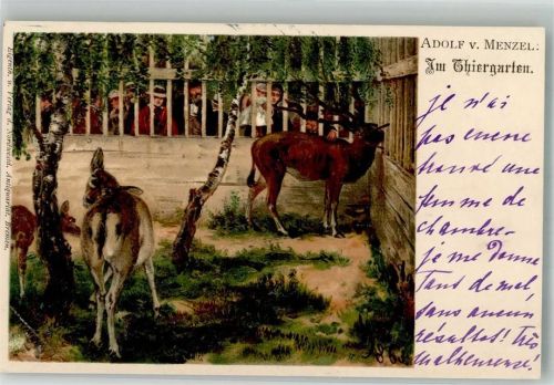 1899 Im Tiergarten, Menschen schauen die Tiere an , + Adelskorrespondenz