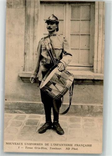 Nouveaux Uniformes de Infanterie Francaise Tambour Tenue Gris-Bleu Militär Frankreich 1912