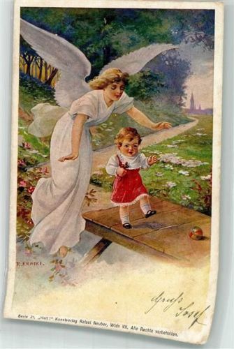 1901 sign Kratky, R. Serie 31 Halt! Kind auf dem Tisch Verlag Neuber