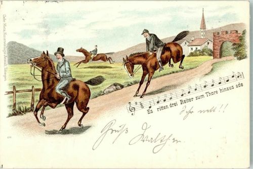 1898 Es ritten drei Reiter zum Tore hinaus - Noten, Verlag Gebr. Metz 611 + Adelskorrespondenz
