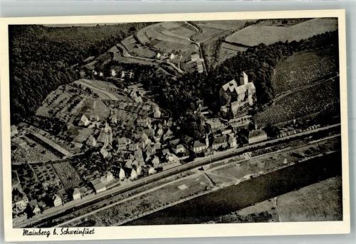 Mainberg 1949 Fliegeraufnahme Strähle Schloss