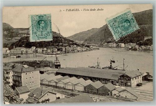 Bilbao Foto AK Pasages Hafen Marke bildseitig