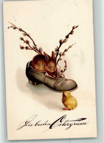 1927 Ostern - Hase sitzt im Schuh AK
