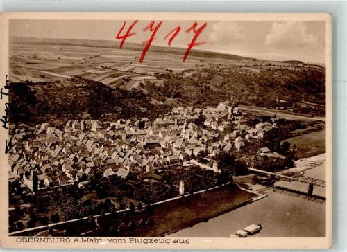 Obernburg Fliegeraufnahme des Ortes mit Kirche St. Peter und Paul