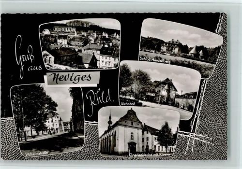 Neviges Teilansicht Schloß Hardenberg Bahnhof Wilhelmstraße Gnadenkirche mit Kloster Mehrfachaufnahme