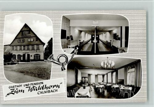 75323 W7547 Calmbach - Gasthof Pension Zum Waldhorn Innenaufnahmen Gastraum Kegelbahn 3-Bildaufnahme