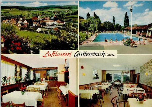 Güttersbach Gesamtansicht Schwimmbad Gasthof Pension Zur Zentlinde Innenaufnahmen Gastraum 4-Bildaufnahme