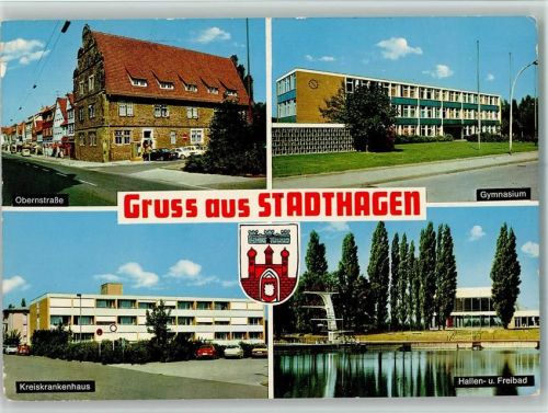 Stadthagen Obernstraße Gymnasium Kreiskrankenhaus Hallen- und Freibad 4-Bildaufnahme
