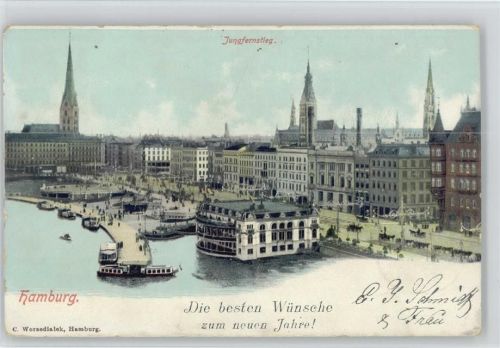Hamburg Neujahr - Jungfernstieg 1903 AK