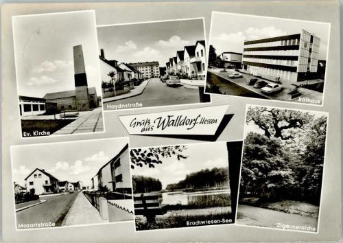 Walldorf Evangel. Kirche Haydnstraße Rathaus Mozartstraße Bruchwiesen-See Zigeunerreiche Mehrfachaufnahme