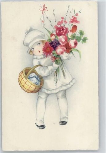 Mädchen mit Blumenstrauß - Alabaster Serie 3317 -
