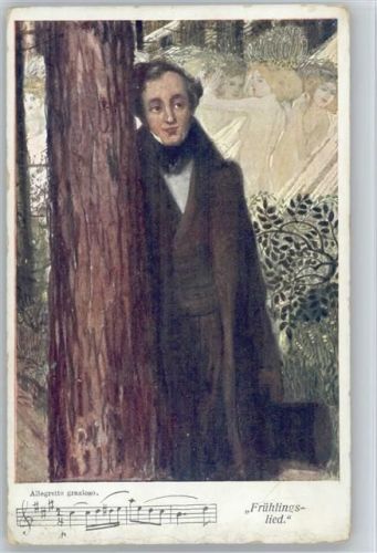 Wiener Künstler AK Mendelssohn Serie 909-6 "Frühlingslied" mit Noten