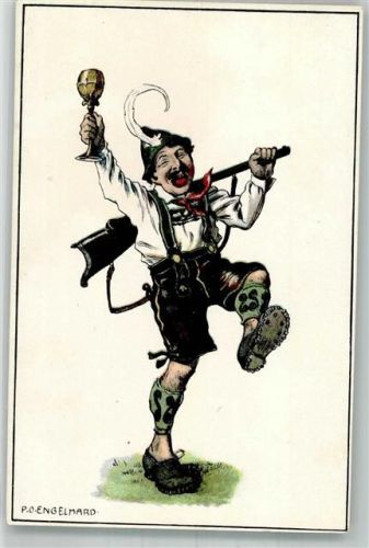 Bayer. Schütze mit einem Pokal und Gewehr Zieher, Ottmar G 119