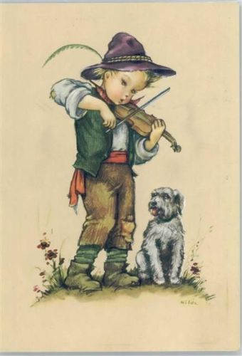 1973 Serie 909-2 - Kind mit einer Geige und einem Hund