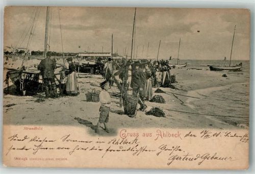 Ahlbeck 1900 Schwimmbad Strand Fischerboote empfänger nicht zu ermitteln