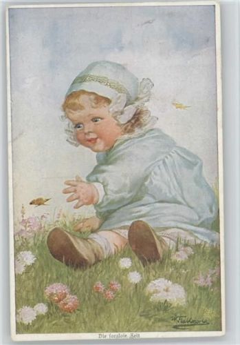 Kind und ein Schmetterling - 1918 AK Verlag Wohlgemuth Serie 161 - "Lieblingszeitvertreib"